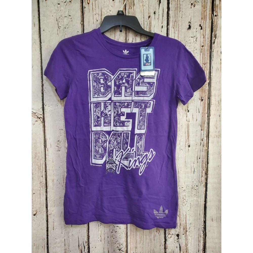 Adidas Women's Small Sacramento Kings Short Sleeve T‑Shirt Tee Shirt Top NEW NWT
